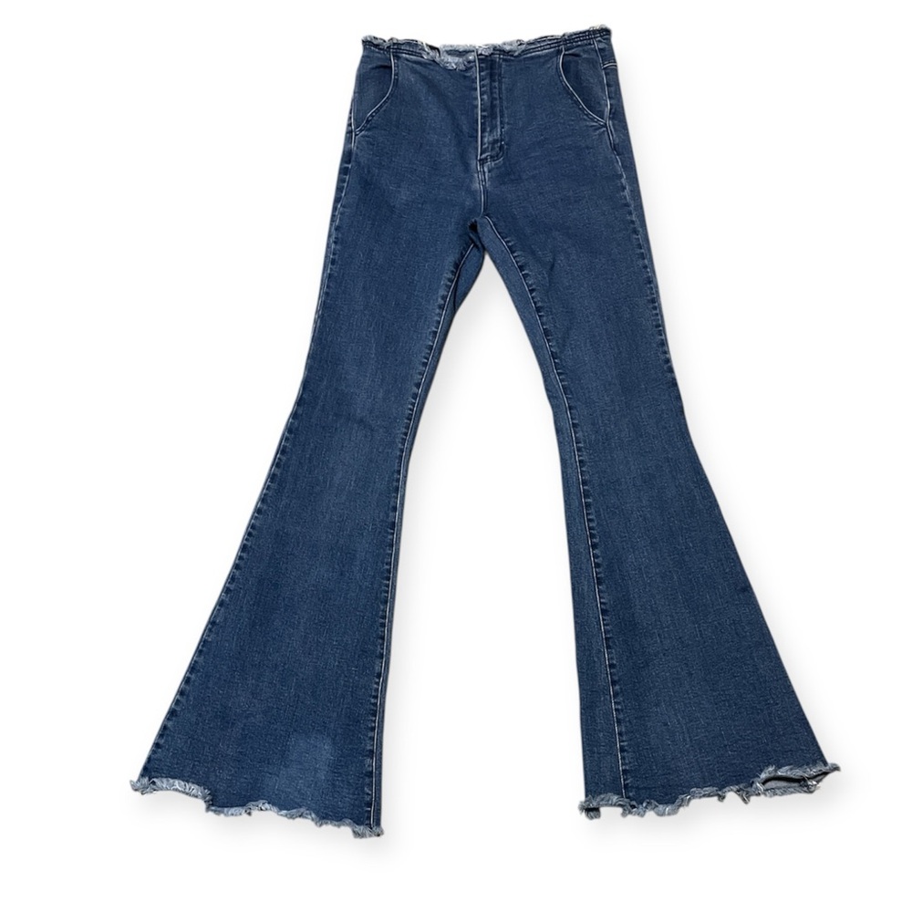 Women's High Rise Flare Raw Hem Jeans by C'est Toi Black Label 27